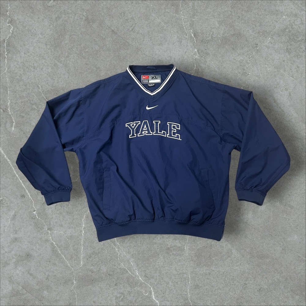 Nike Windbreaker Mens XL Navy Blue Yale University Pullover Jacket Center Swoosh